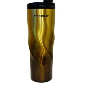 Starbucks Insulated Stainless Tumbler Gold Ombre Twist 2011 16 oz RARE EUC